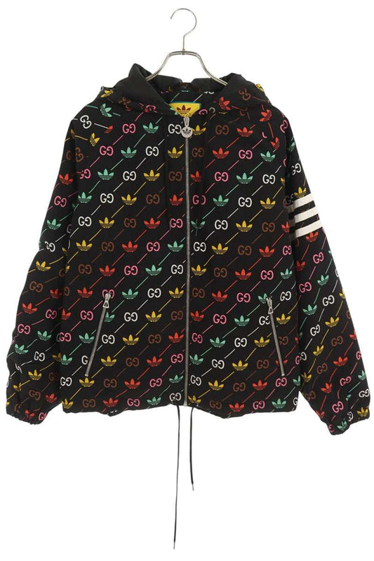 GUCCI x adidas All-over Pattern Hooded Jacket Black Size 44
