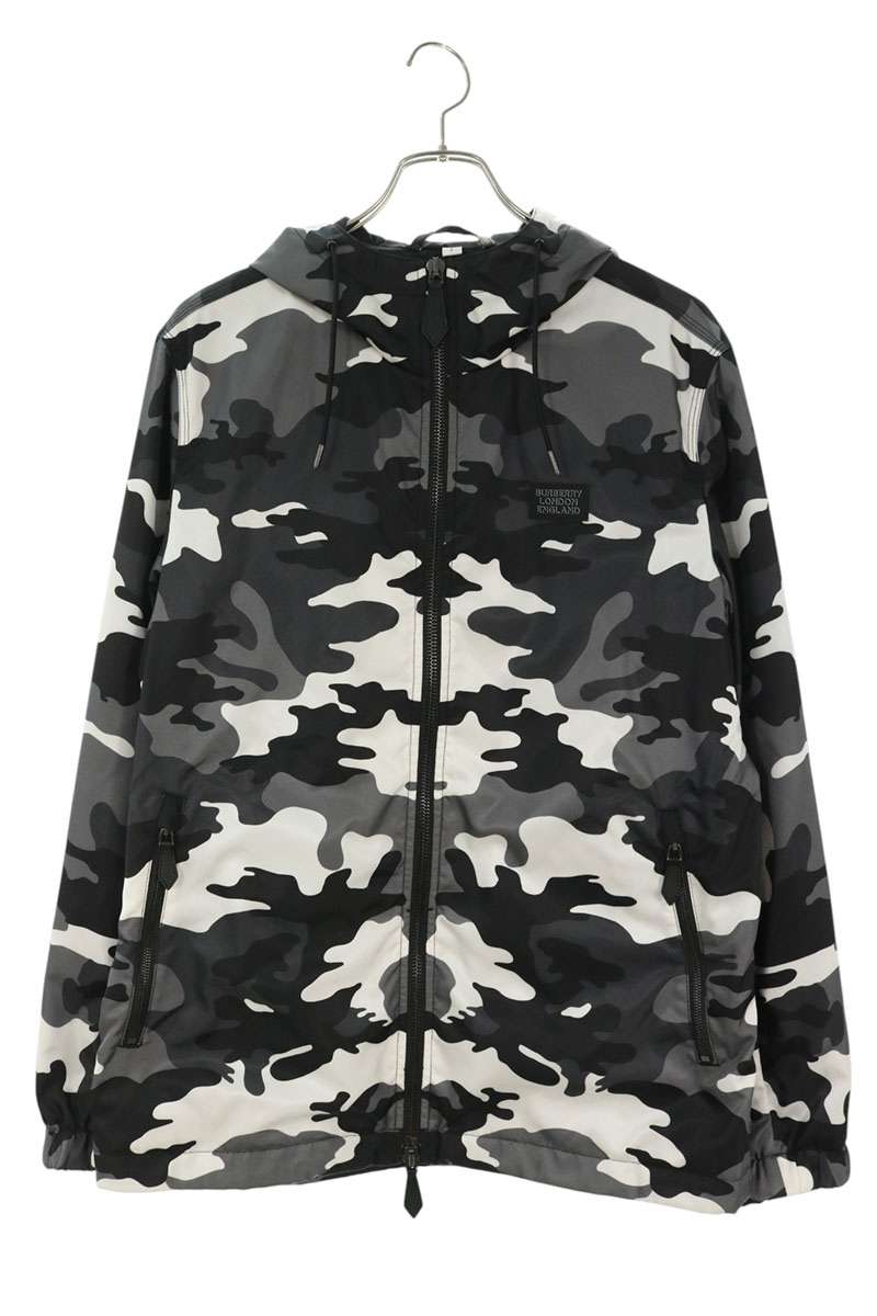 Burberry Black White Camouflage Print Jacket Size S