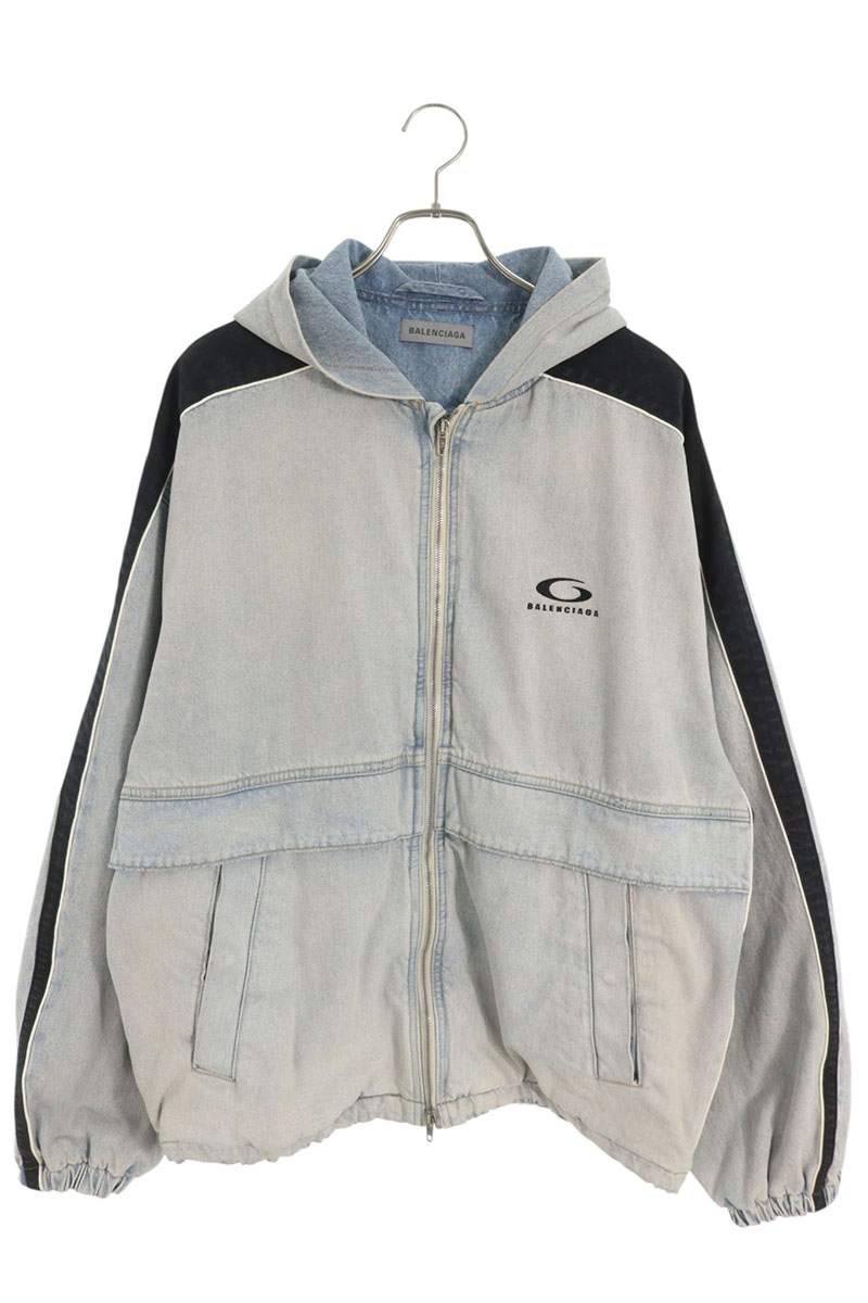 BALENCIAGA Loop Logo Denim Zip Jacket Size S