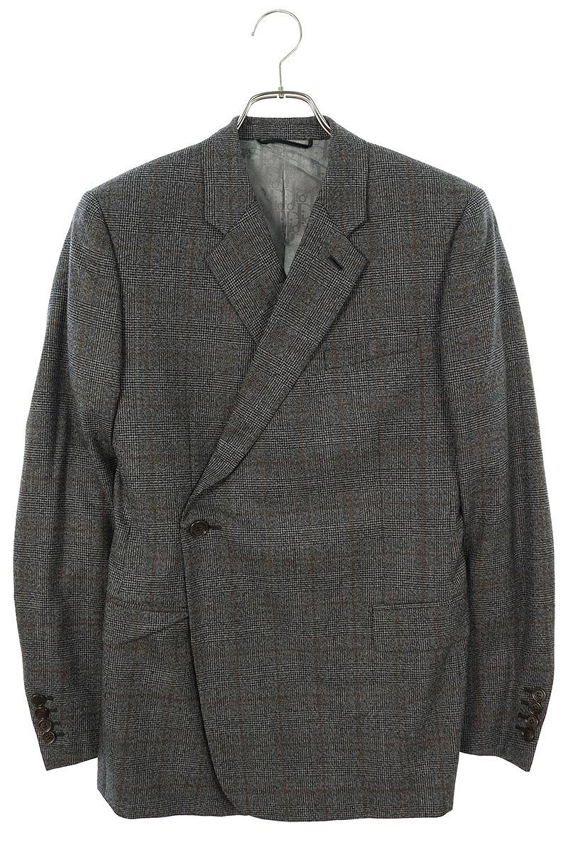 DIOR Wool Oblique Check Lined Jacket Gray Size 42R