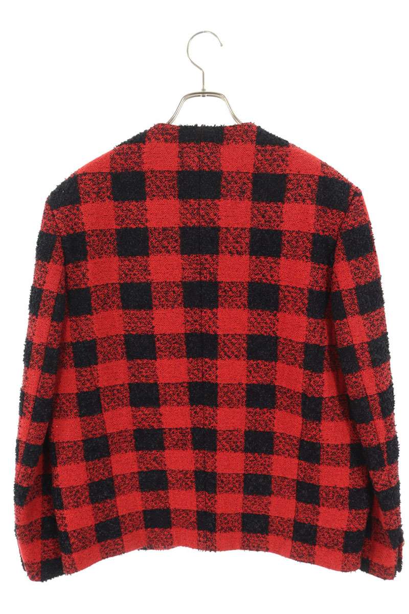 LOUISVUITTON 24AW Collarless Damier Tweed Jacket Red Size M