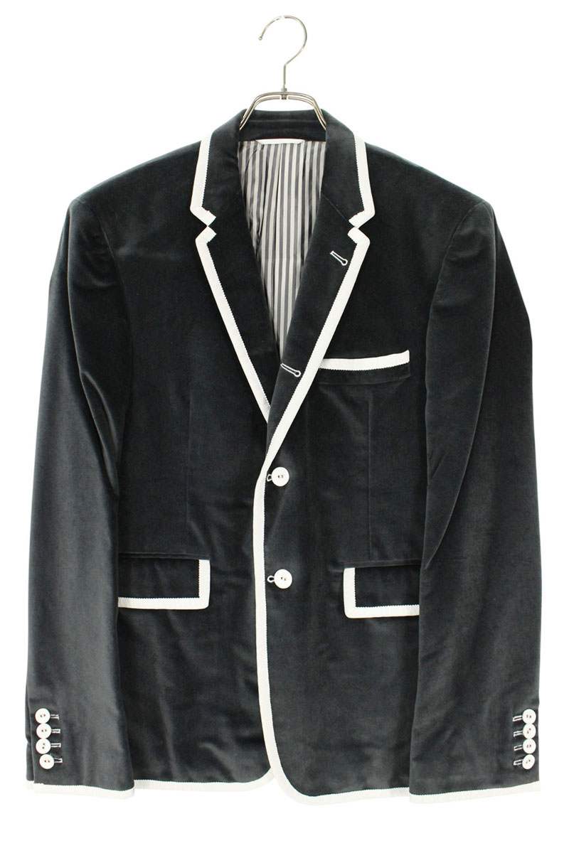 THOM BROWNE 2-Button Velour Jacket Gray Size 2