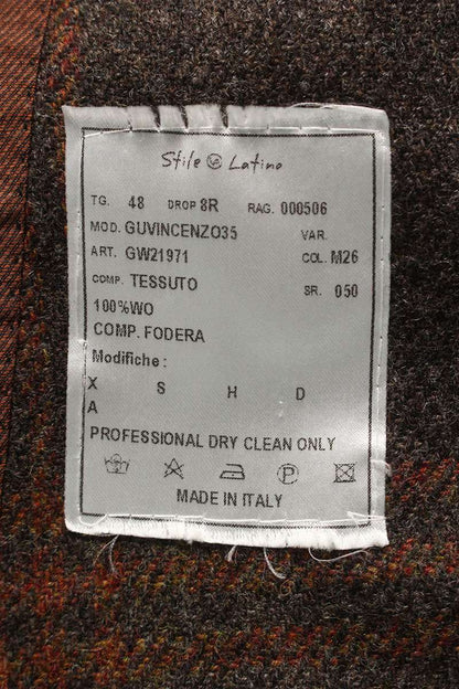 Stile Latino Check Wool 3-Button Jacket Multi Size M