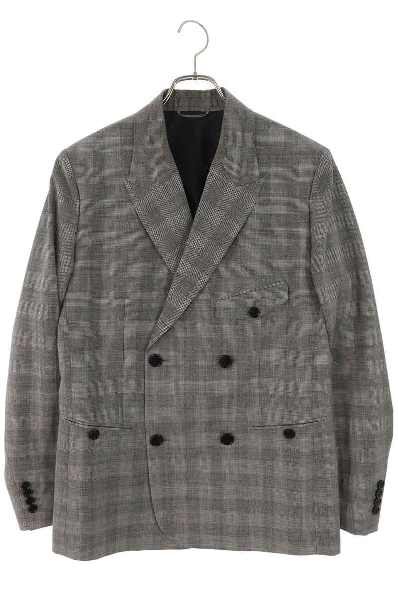 DIOR Glen Plaid Peaked Lapel Double-Breasted Jacket Size M