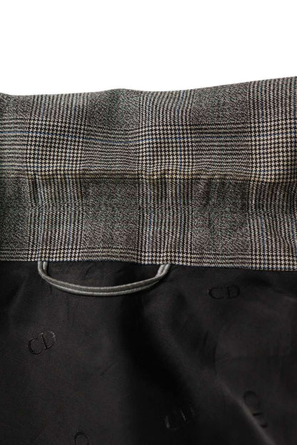 DIOR Glen Plaid Peaked Lapel Double-Breasted Jacket Size M