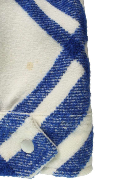 Burberry Check Wool Alpaca Jacket White Blue Size S