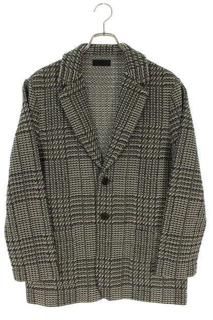 Coohem Knit Tweed Notched Lapel Jacket Black Gray Size L