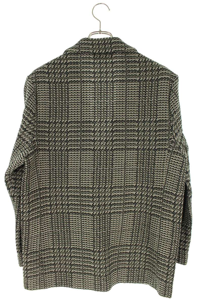 Coohem Knit Tweed Notched Lapel Jacket Black Gray Size L