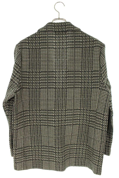 Coohem Knit Tweed Notched Lapel Jacket Black Gray Size L