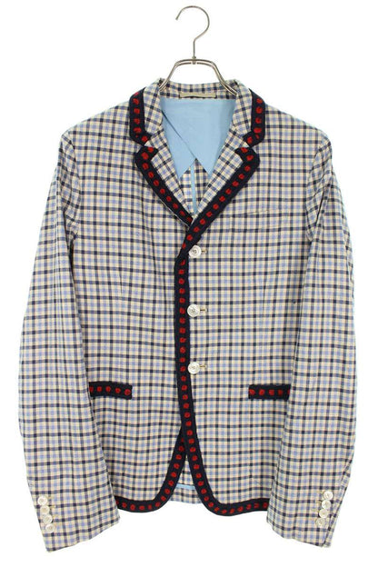 GUCCI 16SS Crochet Trim Check Twill Jacket Blue Size S