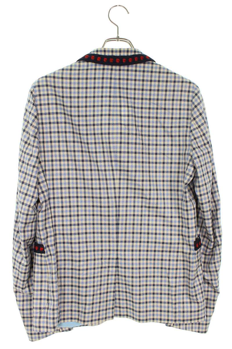 GUCCI 16SS Crochet Trim Check Twill Jacket Blue Size S