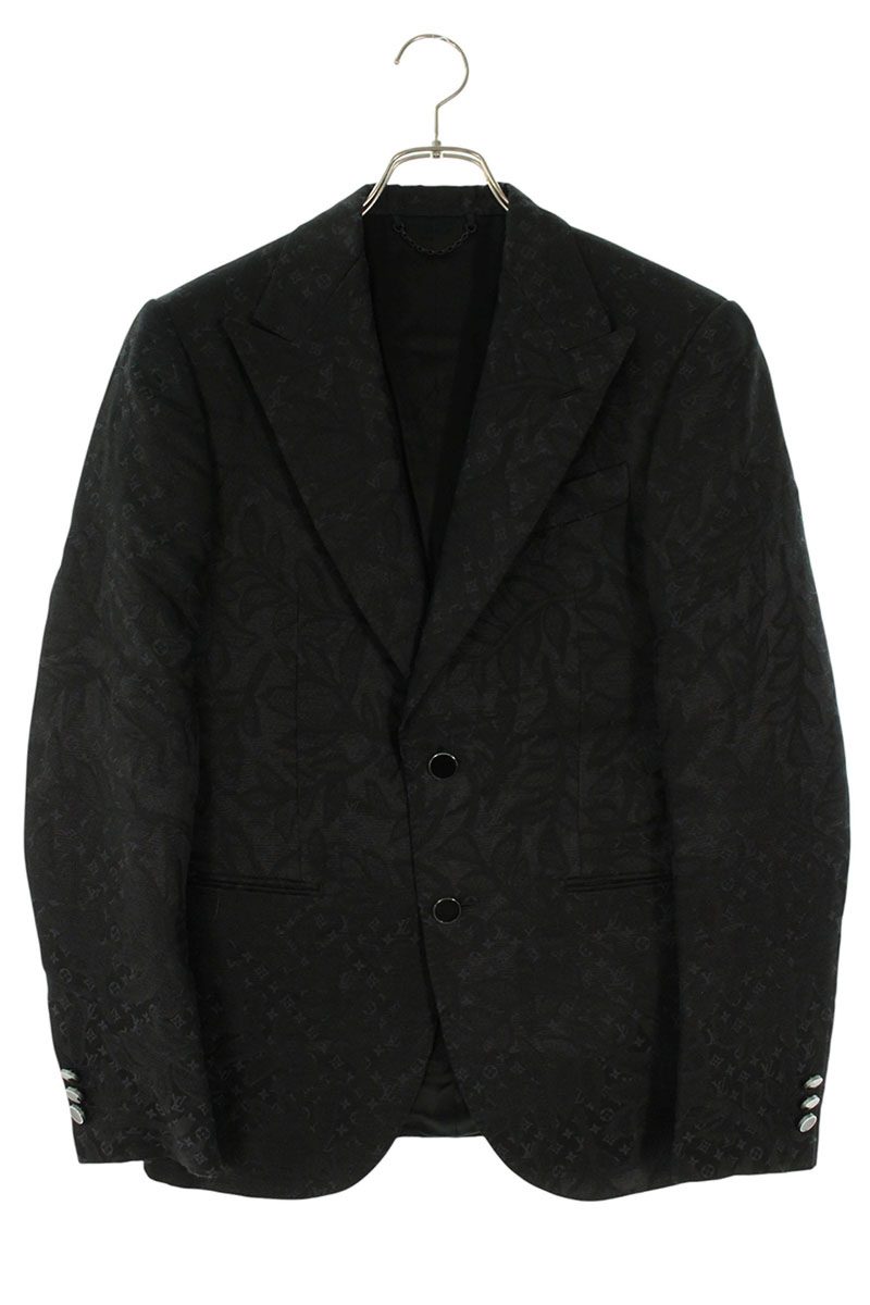 LOUISVUITTON 24SS Jacquard Monogram Leaf Jacket Black Size S