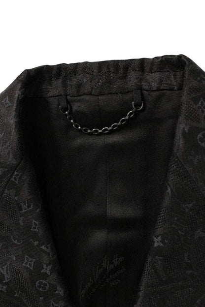 LOUISVUITTON 24SS Jacquard Monogram Leaf Jacket Black Size S