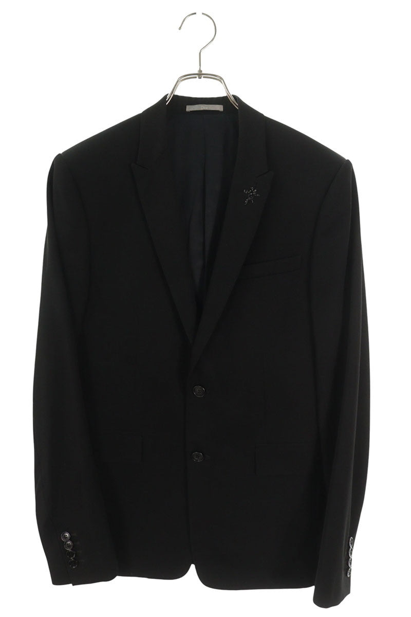 DIOR Black Wool Bee Embroidered Tailored Jacket Size XS