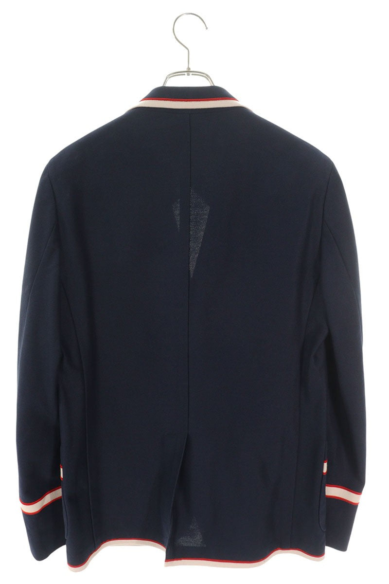 GUCCI Navy Cotton Wool Shark Embroidered Blazer Size S