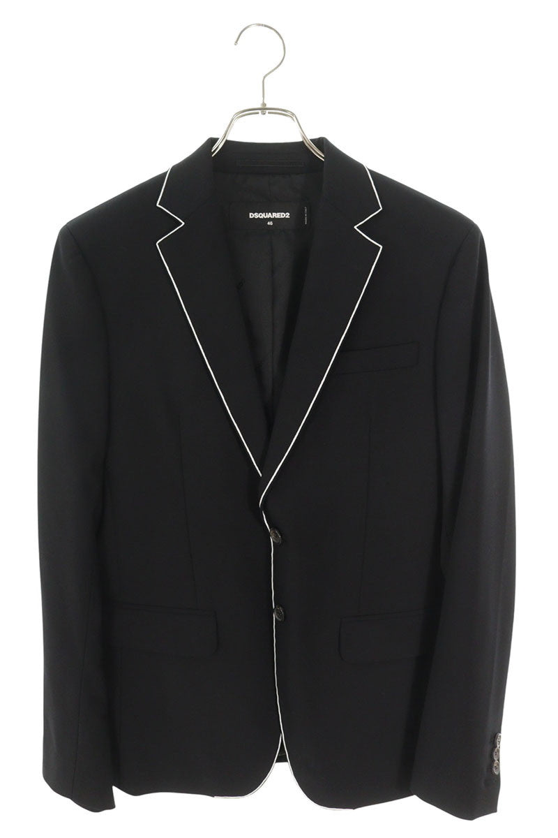 DSQUARED Black 2-Button Wool Blend Tailored Jacket Size S