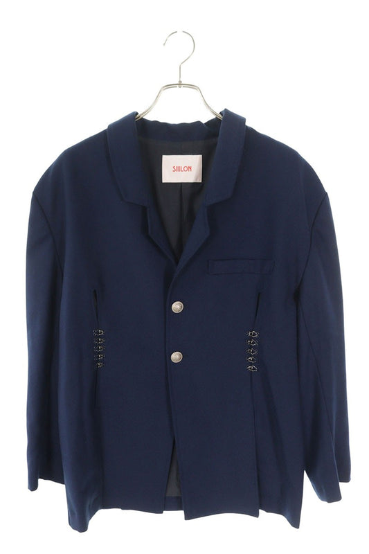 SIIILON Navy Wool Blend Slit Design Jacket Size XS