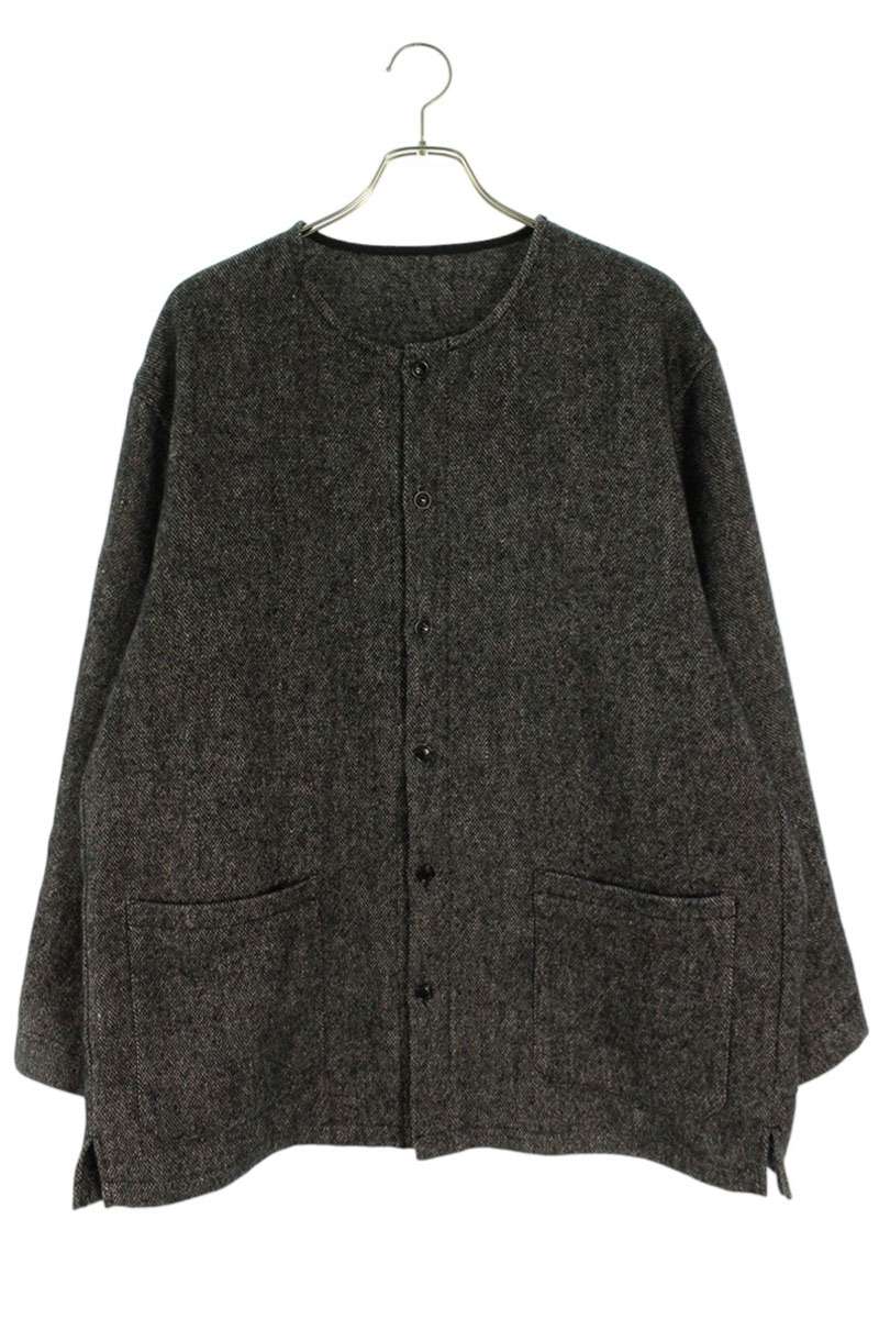CONFECT Black Wool Linen Collarless Jacket Size XL