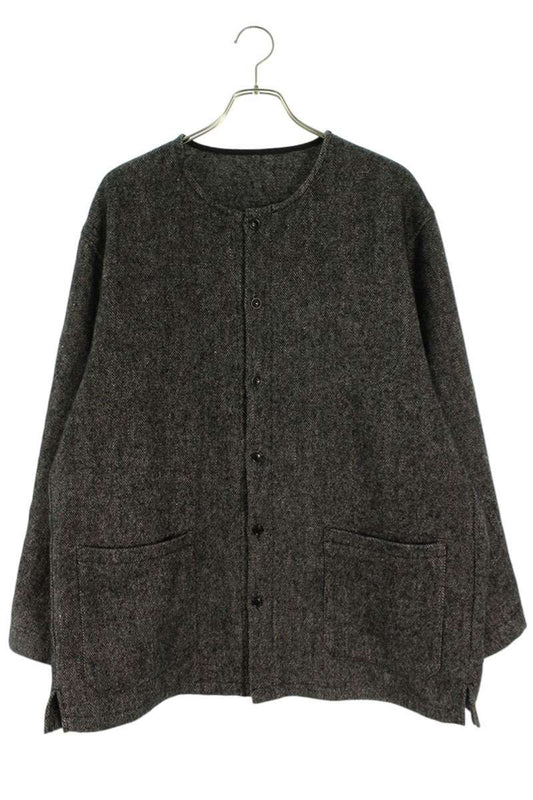 CONFECT Black Wool Linen Collarless Jacket Size XL