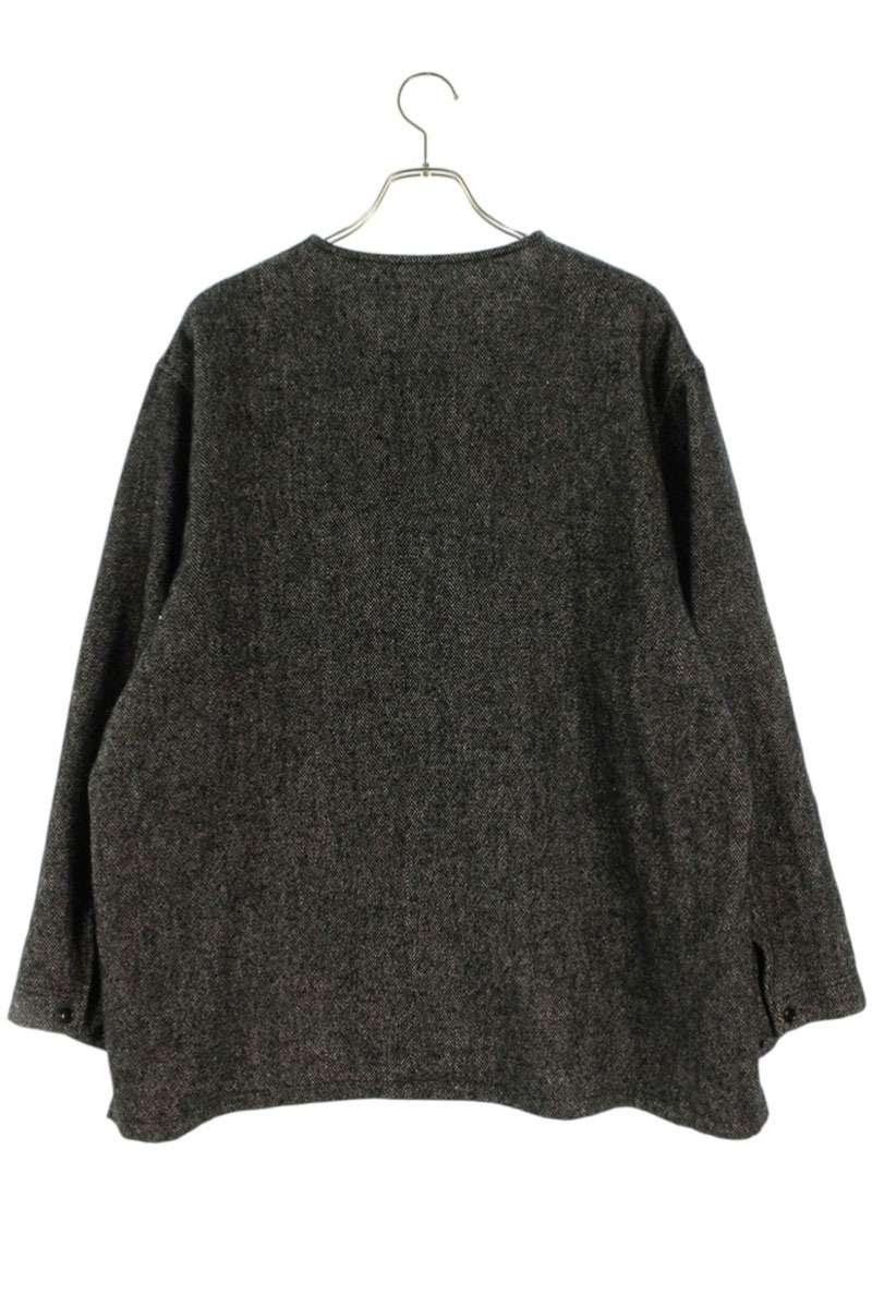 CONFECT Black Wool Linen Collarless Jacket Size XL