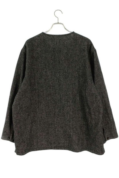 CONFECT Black Wool Linen Collarless Jacket Size XL