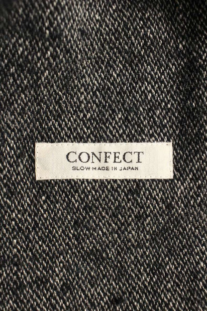 CONFECT Black Wool Linen Collarless Jacket Size XL