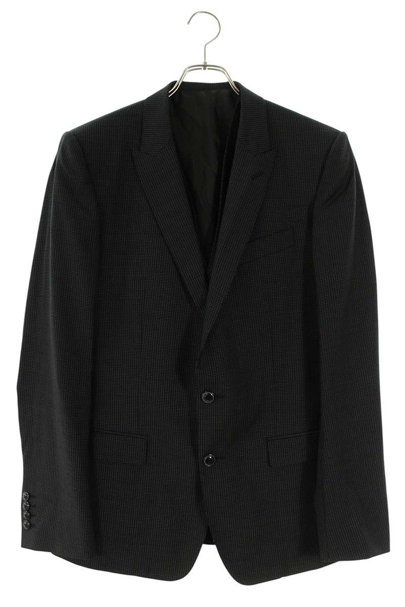 DOLCE & GABBANA Black Dot Pattern Peak Lapel Jacket Size M