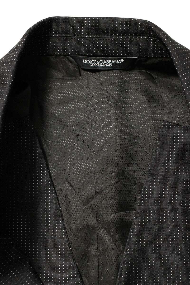 DOLCE & GABBANA Black Dot Pattern Peak Lapel Jacket Size M