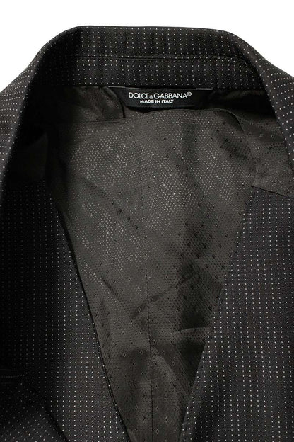 DOLCE & GABBANA Black Dot Pattern Peak Lapel Jacket Size M