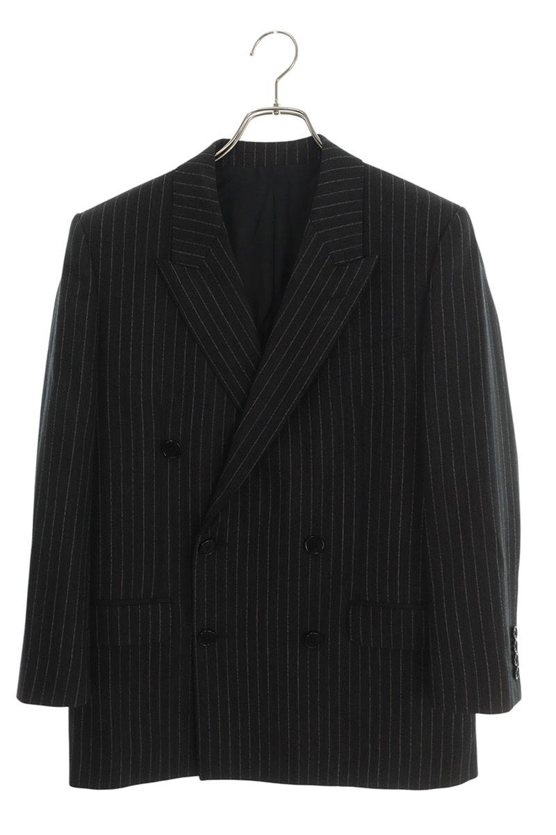 CELINE Wool Stripe Double-Breasted Jacket Gray Size XS