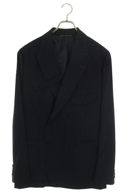 DIOR Stretch Wool Pinstripe DB Tailored Jacket Navy Size 52R