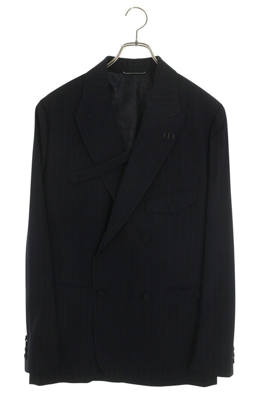 DIOR Stretch Wool Pinstripe DB Tailored Jacket Navy Size 52R