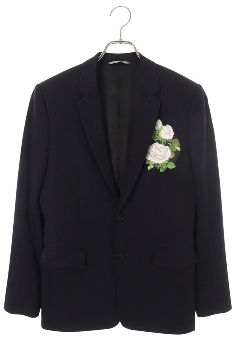 Dior HOMME SS16 Rose Embroidered Tailored Jacket Navy Size S