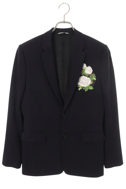 Dior HOMME SS16 Rose Embroidered Tailored Jacket Navy Size S
