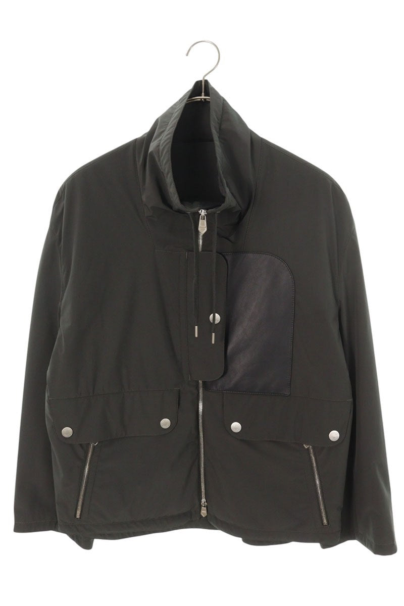 HERMES Lamb Leather Panel Nylon Jacket Multi Size S