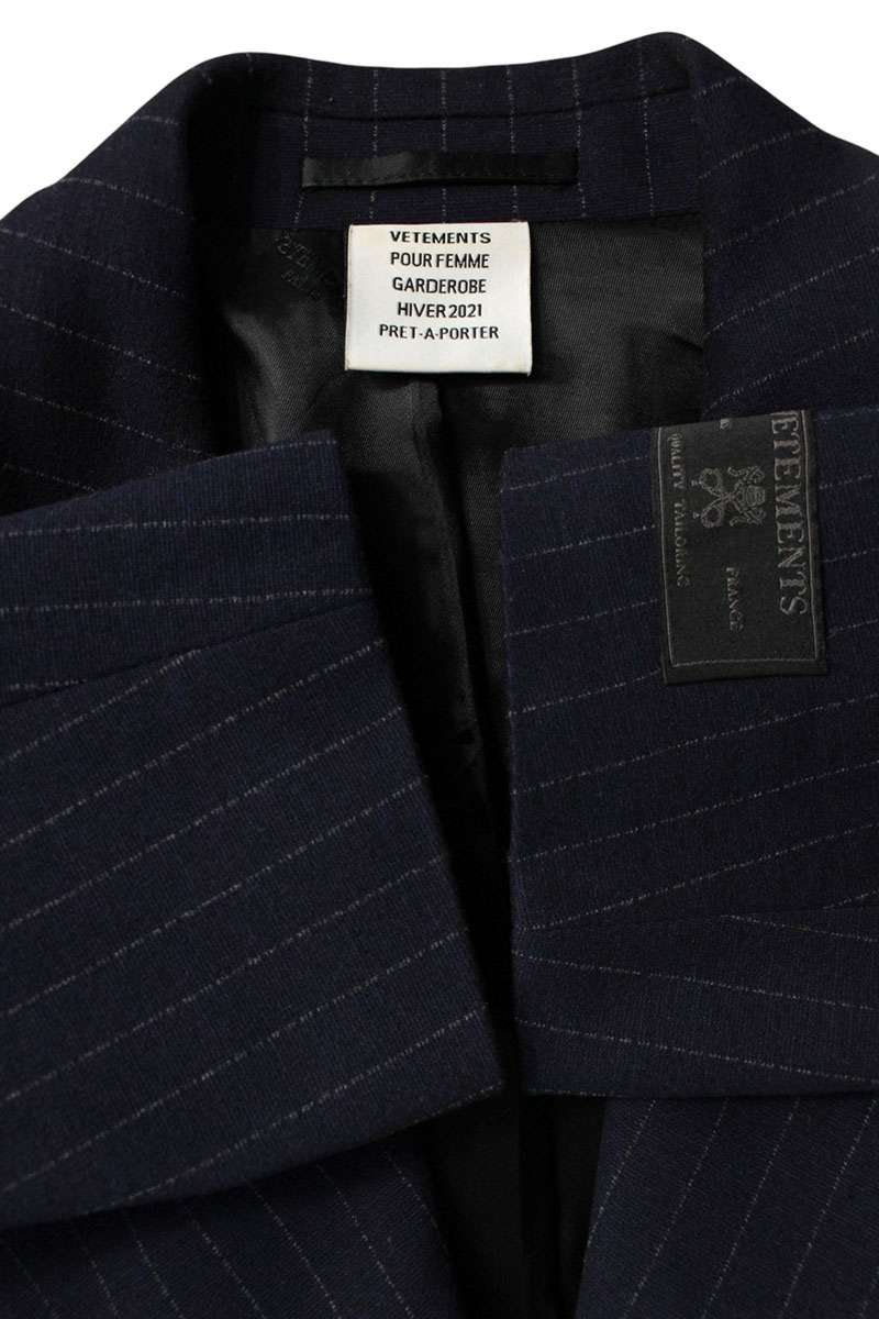 VETEMENTS 20AW DB Jersey Tailored Jacket Navy Size XS