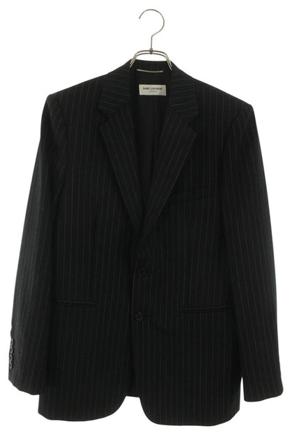 Saint Laurent Paris Wool Striped Tailored Jacket Black Size S
