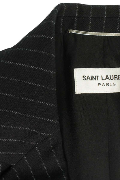 Saint Laurent Paris Wool Striped Tailored Jacket Black Size S