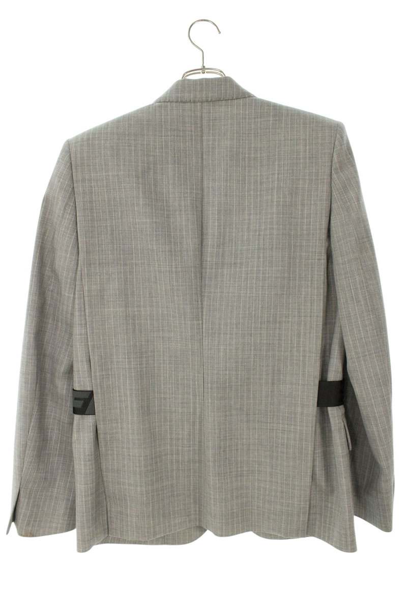 OFF-WHITE Striped Wool Tailored Jacket Grey Size S