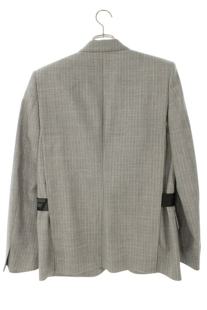 OFF-WHITE Striped Wool Tailored Jacket Grey Size S