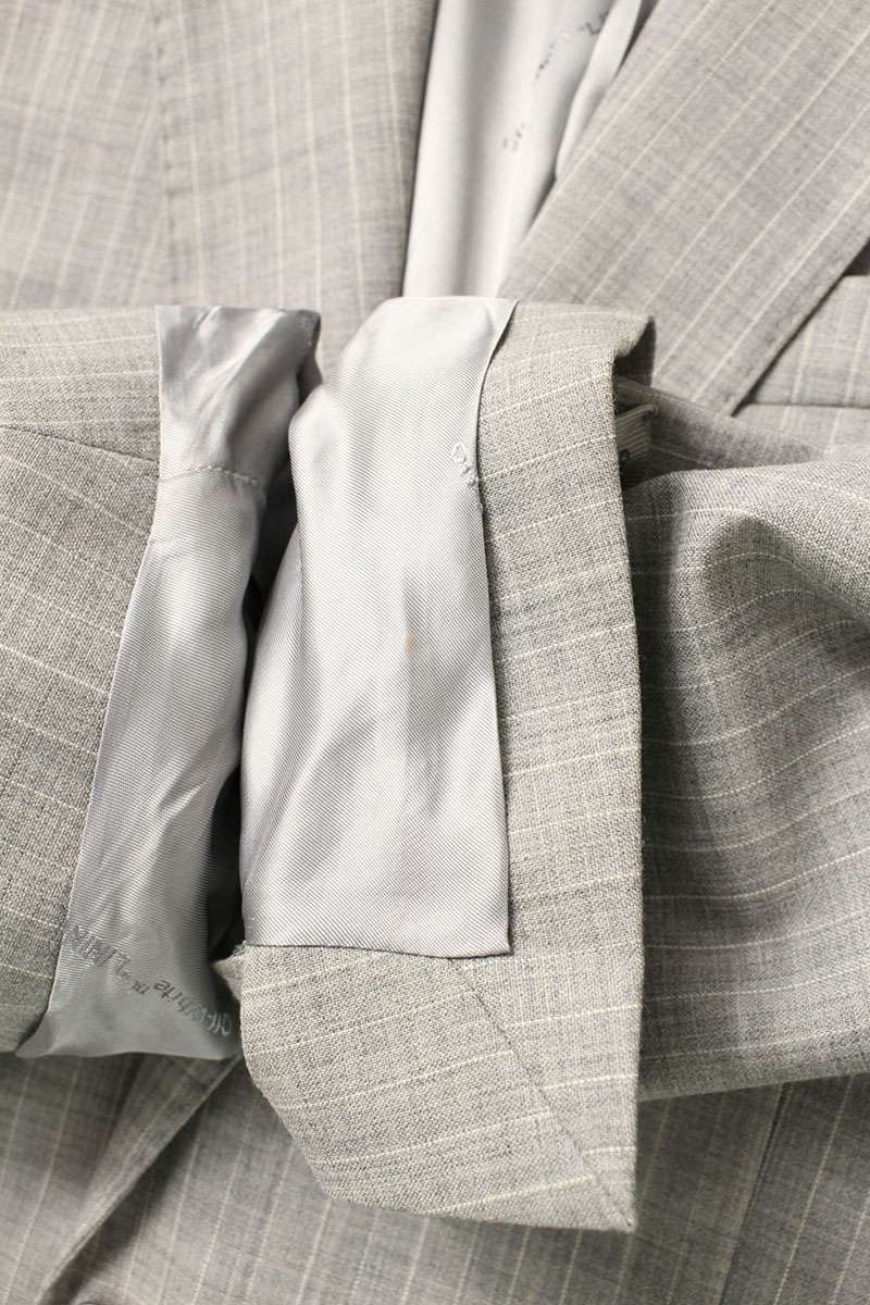 OFF-WHITE Striped Wool Tailored Jacket Grey Size S