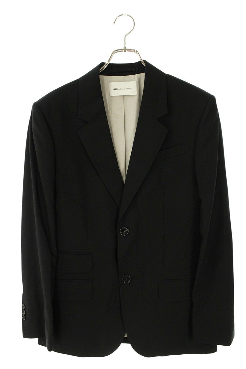 AMI 26SS Notched Lapel 1-Button Wool Jacket Black Size S