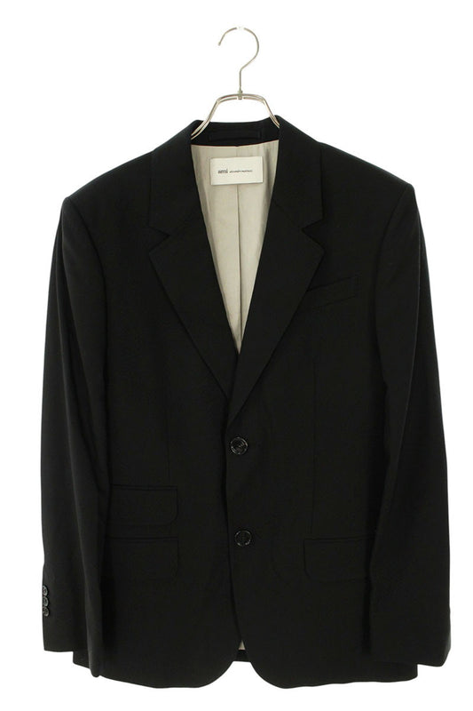 AMI 26SS Notched Lapel 1-Button Wool Jacket Black Size S