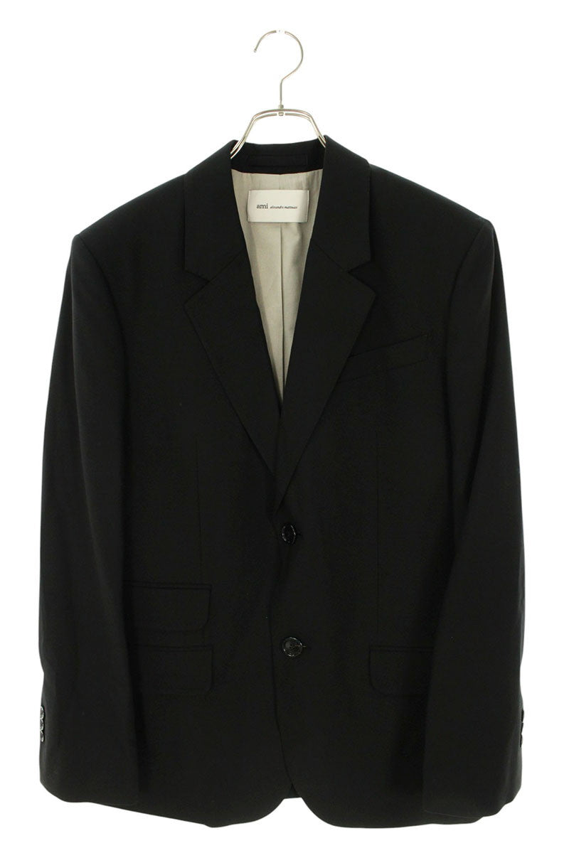 AMI 26SS Notched Lapel 1-Button Wool Jacket Black Size S