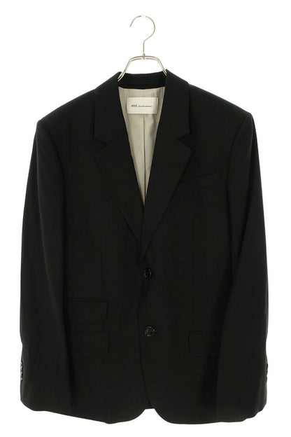 AMI 26SS Notched Lapel 1-Button Wool Jacket Black Size S