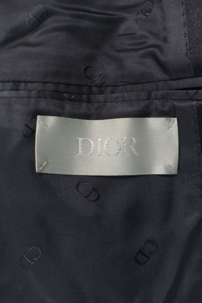 DIOR Wool Mohair Smoking Check DB Jacket Black Navy Size M