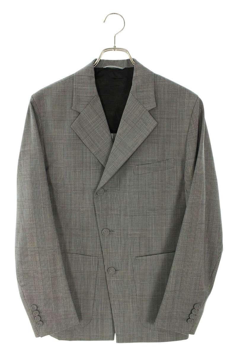 DIOR Micro Houndstooth Wool Canvas Jacket Gray Size 44C