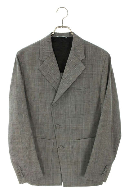 DIOR Micro Houndstooth Wool Canvas Jacket Gray Size 44C