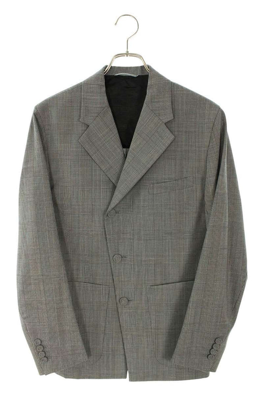 DIOR Micro Houndstooth Wool Canvas Jacket Gray Size 44C
