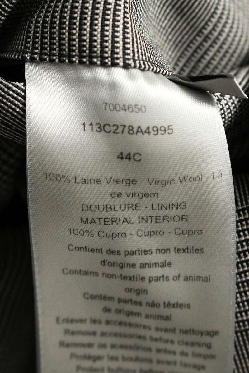 DIOR Micro Houndstooth Wool Canvas Jacket Gray Size 44C